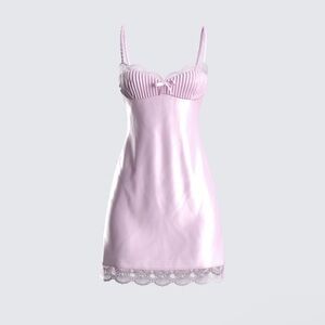 Women’s Mini Dress Pink Lace with Bow